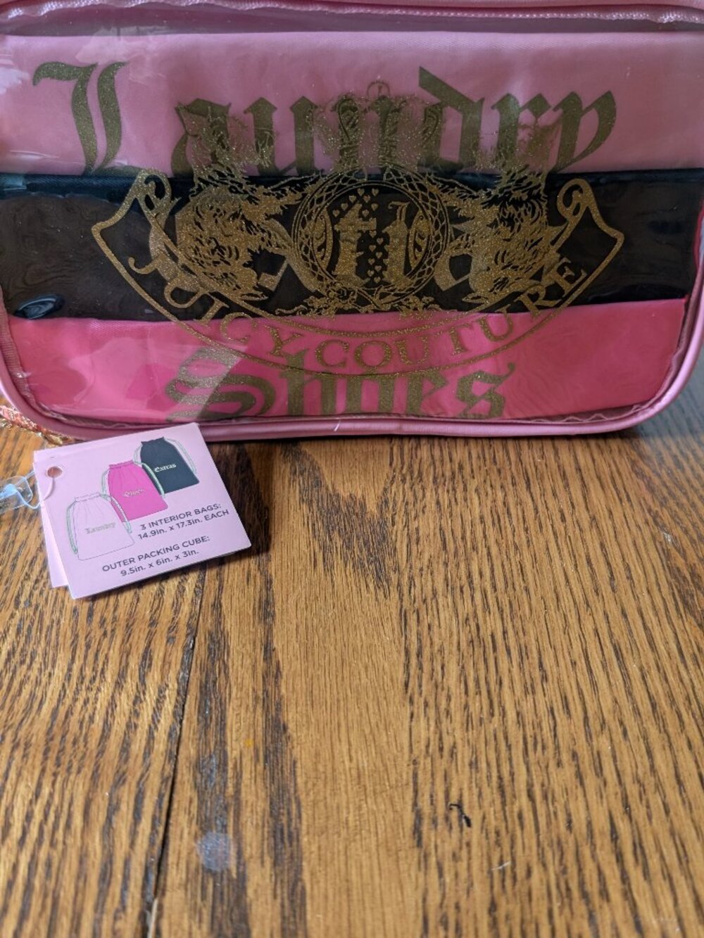 Juicy Couture 3‑Bag Drawstring Travel Set in Pink Case – NWT